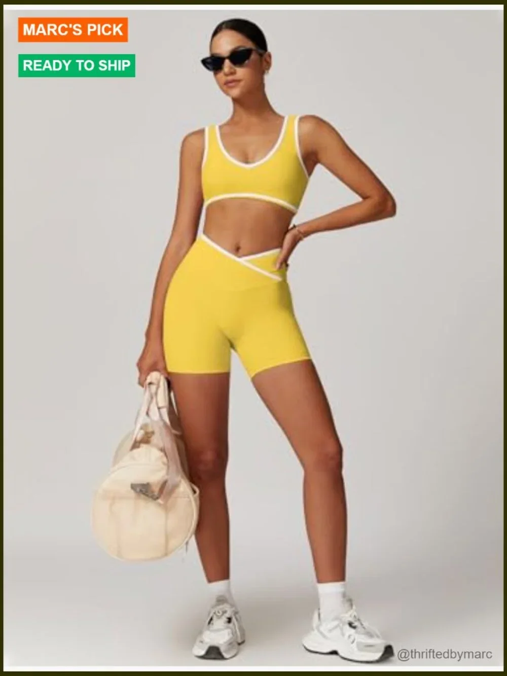 Large 2-Piece Workout Set Sports Bra Butt Lifting Shorts Activewear - Picture 6 of 7